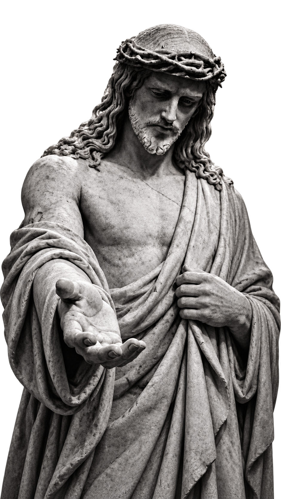 Artwork depicting Christ extending an open hand.